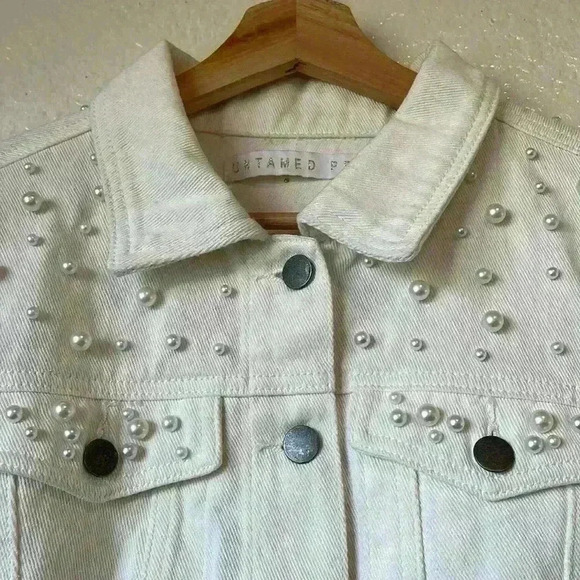 Untamed Petals Pearl Posy White Denim Jacket For Mrs. - Picture 8 of 14